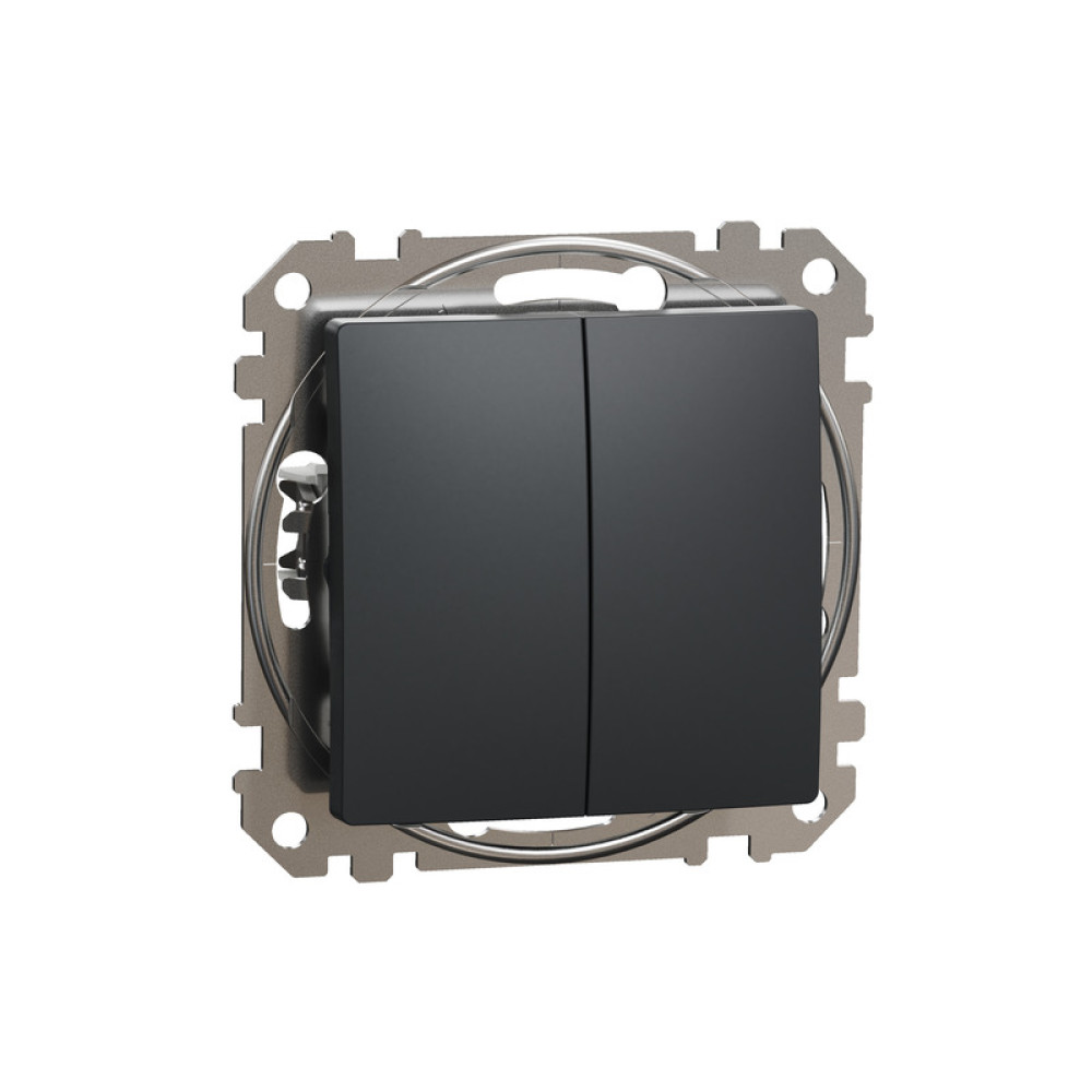 Выключатель двухклавишный проходной Schneider Electric Sedna Design Чорный SDD114118